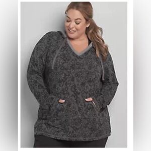 Lane Bryant New With Tags - Livi Pullover Hoodie 14/16 - Grey Floral Design